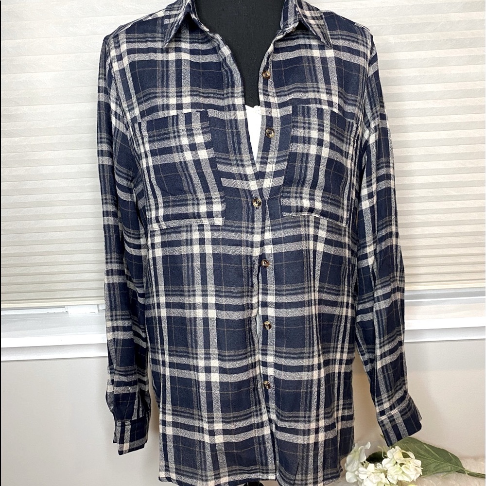 Plaid Boyfriend Shirt, S,M - Picture 3 of 8